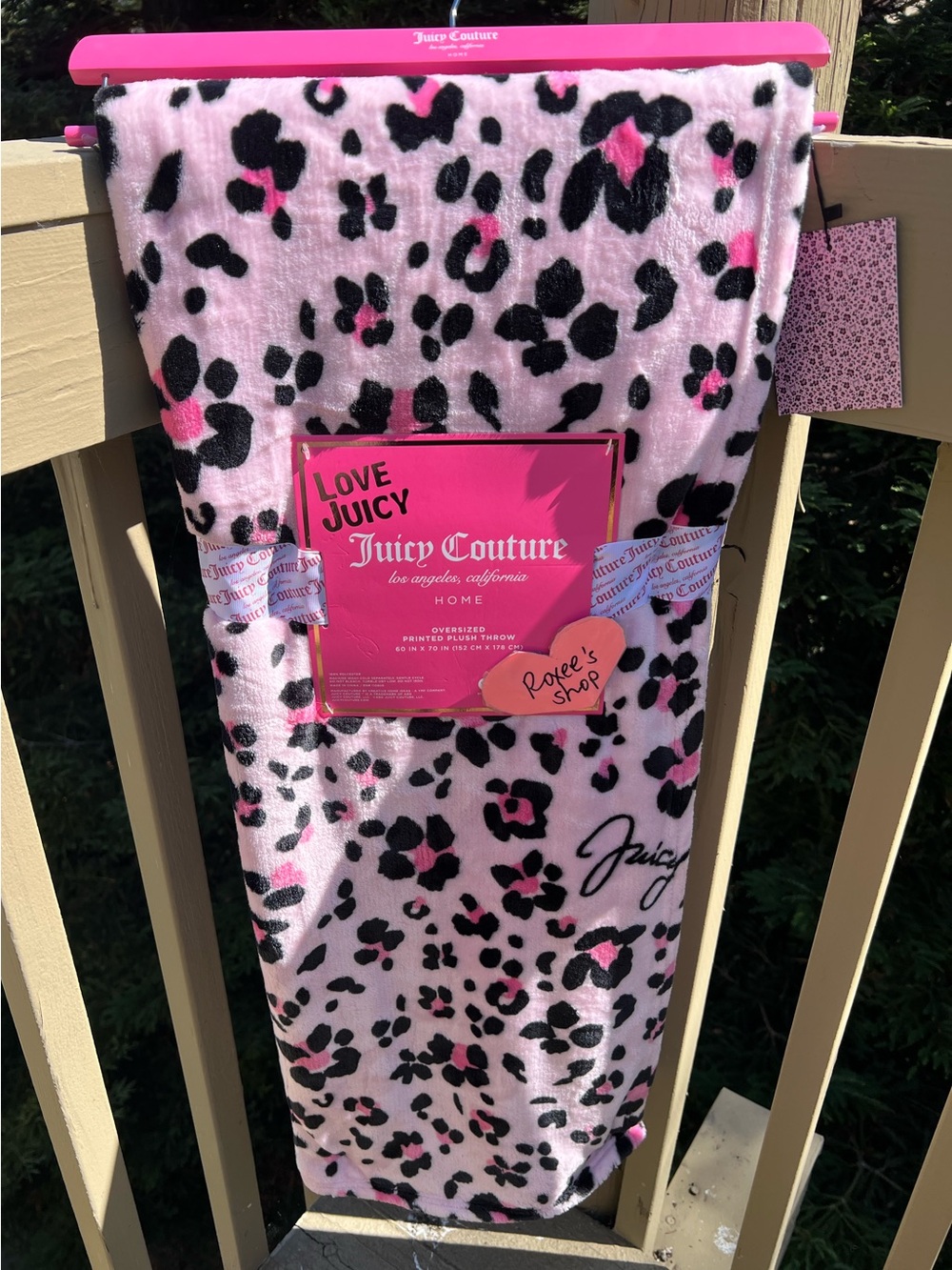 Juicy Couture  Pink Leopard Plush Throw Blanket